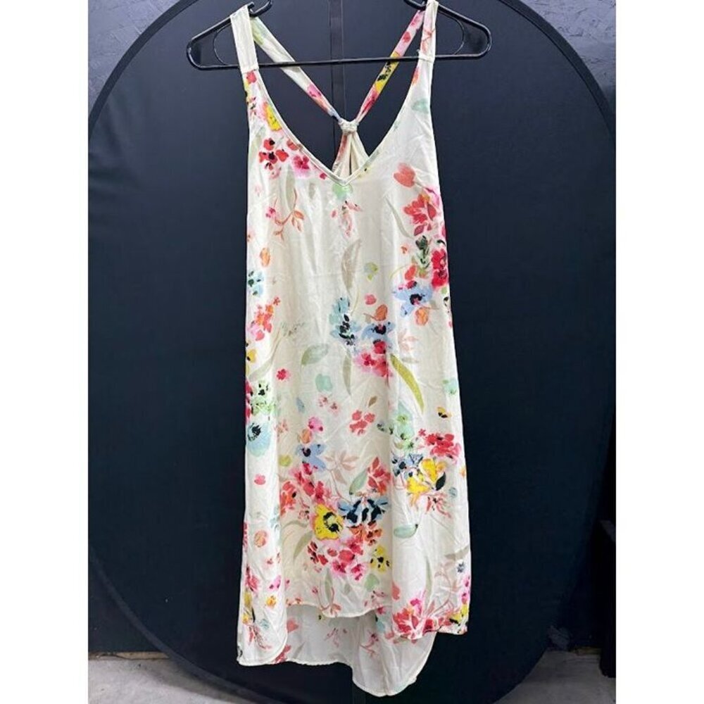 H&M White Multicolor Floral Tie Racerback Dress